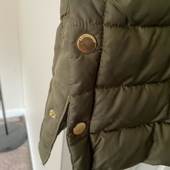 Weatherproof hooded chevron longline puffer vest in army green L large - Picture 5 of 7
